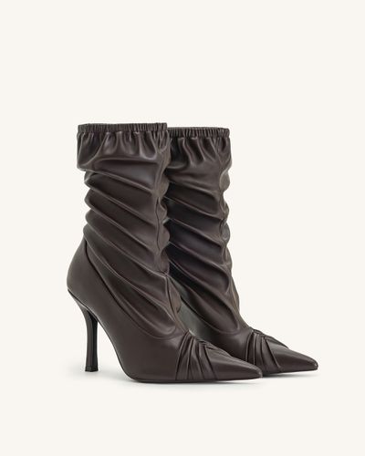 Joanne Paneled Detailing leather Ankle Boots- Burgundy - JW PEI - Modalova