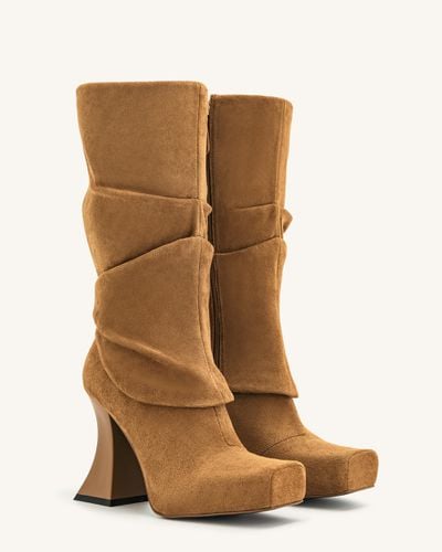 Reyna Square Toe Platform Knit Boots - Brown - JW PEI - Modalova