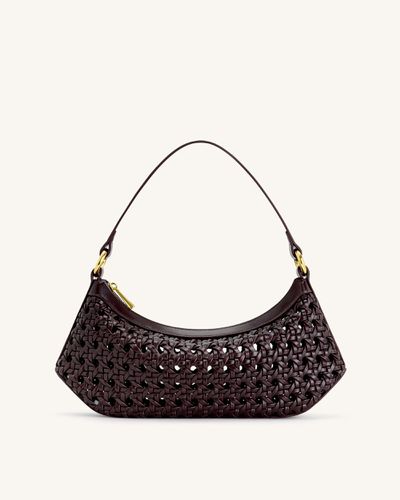 Lily Faux Bamboo Woven Shoulder Bag - Deep Claret - JW PEI - Modalova