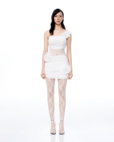 Robe courte Isidore à fleurs 3D et effet froissé – Blanc - JW PEI - Modalova