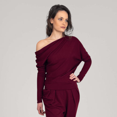 One-Shoulder Fine French Terry Sweater | Tourmaline - ALLTRUEIST By Maryna - Modalova