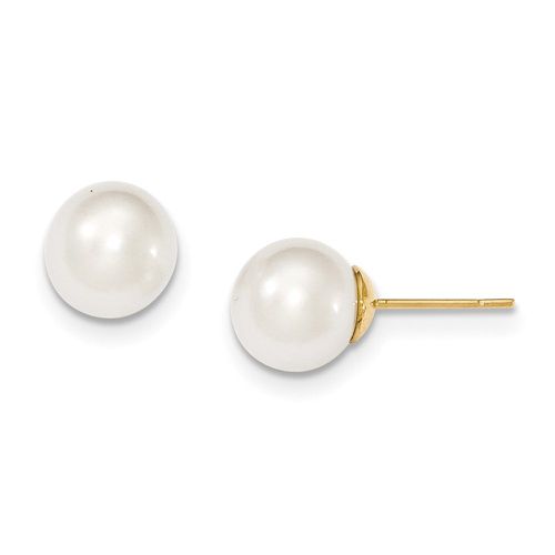 K 10-11mm White Round Saltwater Cultured South Sea Pearl Post Earrings - Jewelry - Modalova