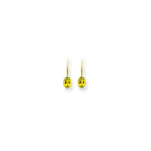 K 6x4mm Oval Peridot Leverback Earrings - Jewelry - Modalova