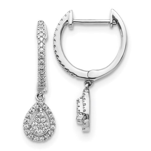 K White Gold Diamond Pear Shaped Hinged Hoop Earring - Jewelry - Modalova
