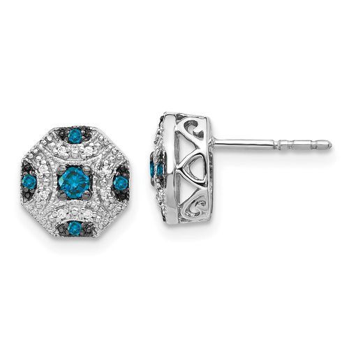 K White Gold Fancy White & Blue Diamond Post Earrings - Jewelry - Modalova