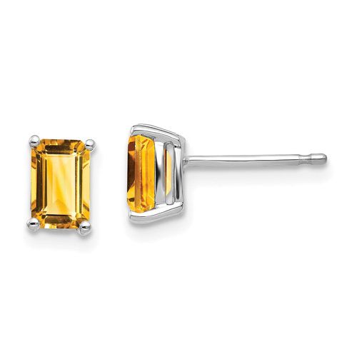 K White Gold 6x4mm Emerald Cut Citrine Earrings - Jewelry - Modalova