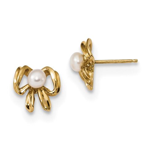 K 3-4mm White Button Freshwater Cultured Pearl Post Earrings - Jewelry - Modalova