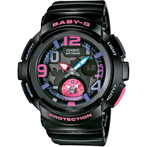 Women's Watch - Baby-G World Time Black Resin Strap Analog-Digital / BGA190-1B - Casio - Modalova