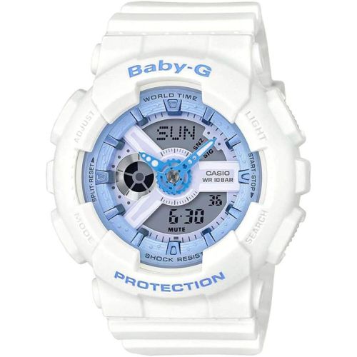 Women's Watch - Baby-G World Time White Strap Analog-Digital / BA-110BE-7ACR - Casio - Modalova