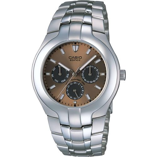 Men's Watch - Edifice Brown Dial Silver Stainless Steel Bracelet / EF-304D-9AV - Casio - Modalova