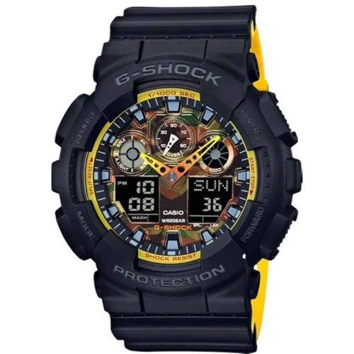 Men's Watch - G-Shock Analog-Digital Dial Yellow and Black Strap / GA-100BY-1A - Casio - Modalova