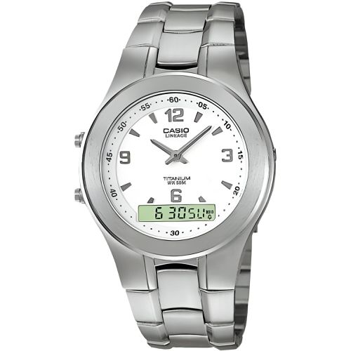 Men's Watch - Lineage White and Grey Dial Bracelet Analog-Digital / LIN-166-7A - Casio - Modalova