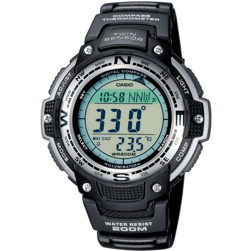 Men's Watch - Sports Gear Compass Digital Dial Black Resin Strap / SGW-100-1 - Casio - Modalova