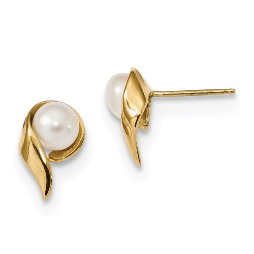 K 5-6mm White Button Freshwater Cultured Pearl Post Earrings - Jewelry - Modalova