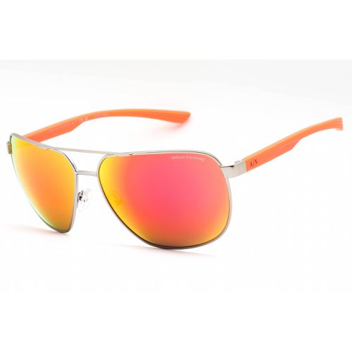 Men's Sunglasses - Matte Silver/Matte Orange Frame / 0AX2047S 60456Q - Armani Exchange - Modalova