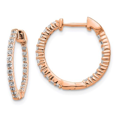 K Rose Gold Polished Diamond In and Out Hinged Hoop Earrings - Jewelry - Modalova