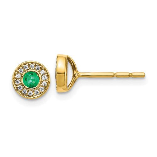 K Gold Diamond and Emerald Post Earrings - Jewelry - Modalova