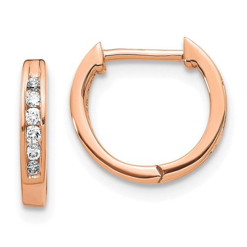 K Rose Gold Polished Diamond Hinged Hoop Earrings - Jewelry - Modalova