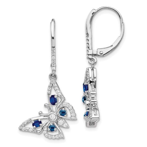 K White Gold Diamond & Sapphire Butterfly Leverback Earrings - Jewelry - Modalova