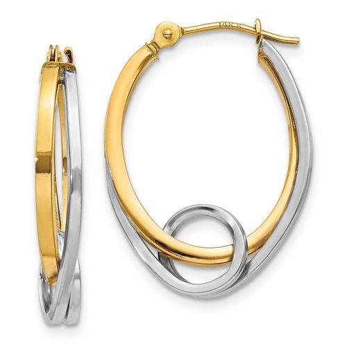 K Two-tone Oval Hoops w/Loop Ear - Jewelry - Modalova