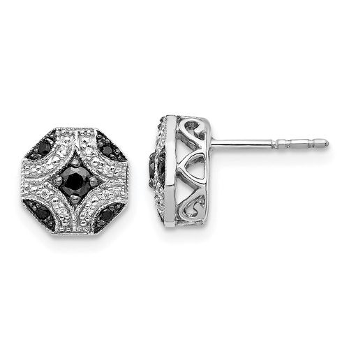 K White Gold Fancy White & Black Diamond Post Earrings - Jewelry - Modalova