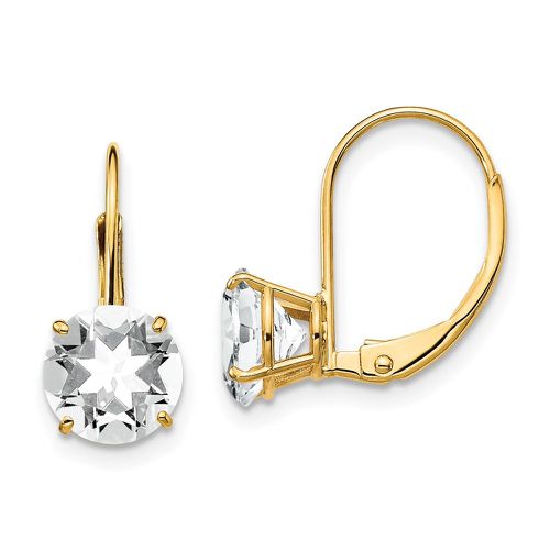 K 7mm Cubic Zirconia Leverback Earrings - Jewelry - Modalova