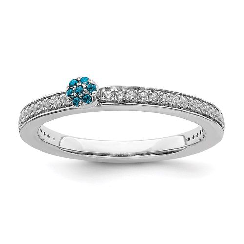 K White Gold Blue Topaz and Diamond Ring - Stackable Expressions - Modalova