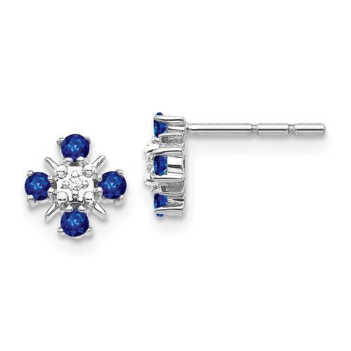 K White Gold Blue Sapphire & Diamond Post Earrings - Jewelry - Modalova