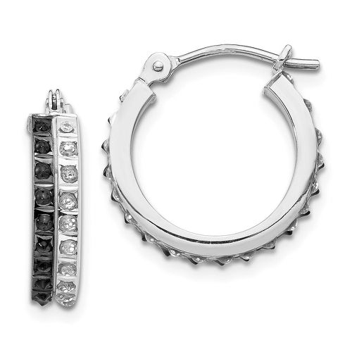 K White Gold Diamond Fascination B & W Diamond Round Hinged Hoop Earrings - Jewelry - Modalova