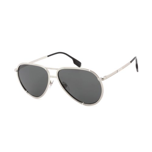 Men's Sunglasses - Silver Aviator Metal Frame Dark Grey Lens / 0BE3135 100587 - BURBERRY - Modalova