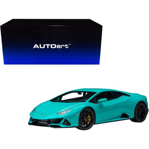 Model Car - Lamborghini Huracan EVO Blu Glauco with Rubber Tires Blue - Autoart - Modalova