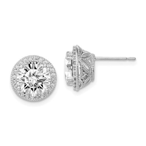 K Tiara Collection White Gold Polished CZ Post Earrings - Jewelry - Modalova