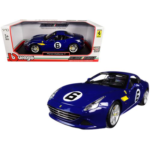 Diecast Car - Ferrari California T Blue Sunoco #6 70th Anniversary - Bburago - Modalova