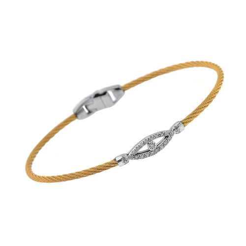 Stainless Steel and 18K White Gold, Diamond Cable Bracelet 04-37-S806-11 - Alor - Modalova