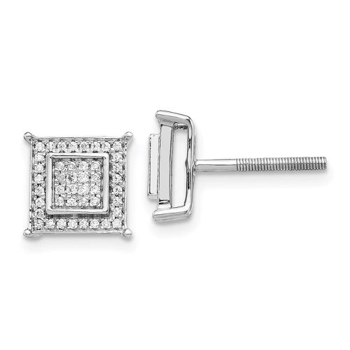 K White Gold Diamond Small Double Square Bezel Post Earrings - Jewelry - Modalova