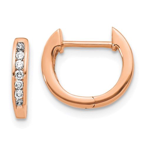 K Rose Gold Polished Diamond Hinged Hoop Earrings - Jewelry - Modalova