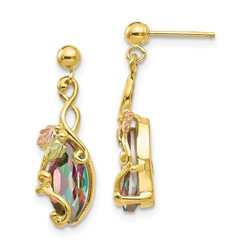 K Tri-color Black Hills Gold Mystic Topaz Post Dangle Earrings - Jewelry - Modalova