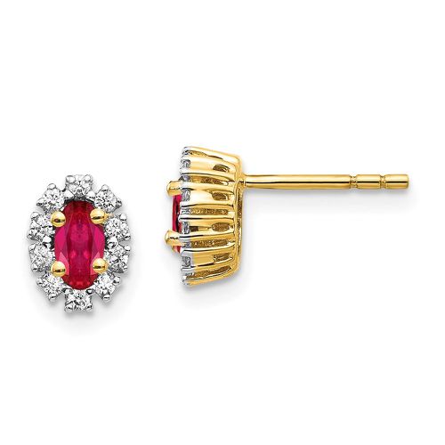 K Yellow Gold Diamond & Ruby Earrings - Jewelry - Modalova