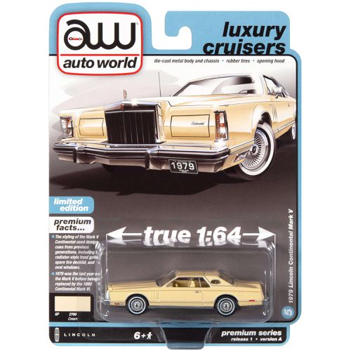 Auto World 1/64 Scale Car - Luxury Cruisers 1979 Lincoln Continental Mark V Cream - Autoworld - Modalova