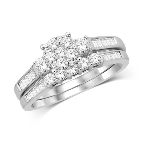 K White Gold 4/5 Ct.Tw. Diamond Flower Bridal Ring - Star Significance - Modalova