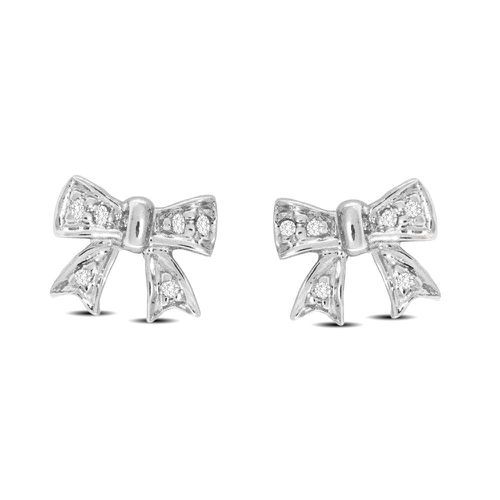 K White Gold 1/20 Ct.Tw.Diamond Bow Earrings - Star Significance - Modalova