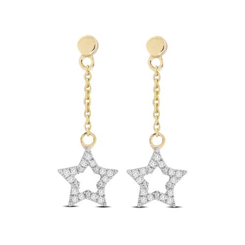 K Yellow Gold 1/10 Ct.Tw.Diamond Star Dangler Earrings - Star Significance - Modalova