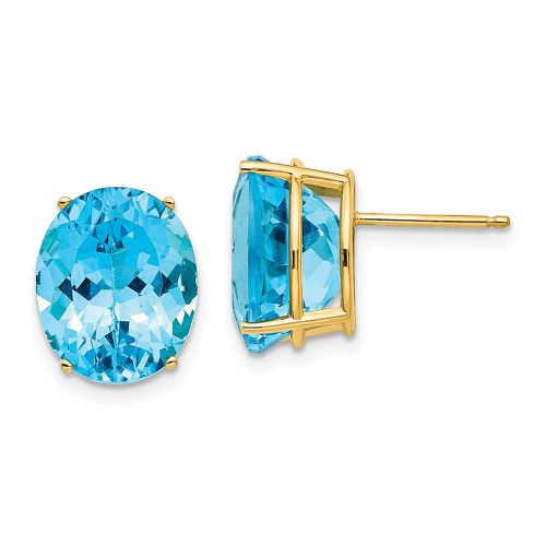 K 12x10mm Oval Blue Topaz Earrings - Jewelry - Modalova