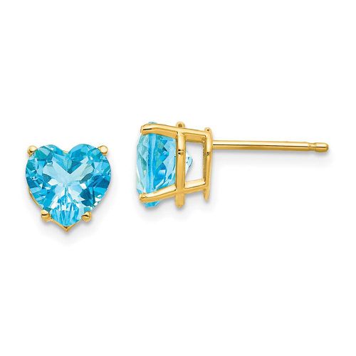 K 7mm Heart Blue Topaz Earrings - Jewelry - Modalova