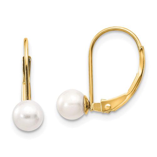 K 5-6mm White Round Freshwater Cultured Pearl Leverback Earrings - Jewelry - Modalova