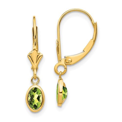 K 6x4 Oval Bezel August/Peridot Leverback Earrings - Jewelry - Modalova