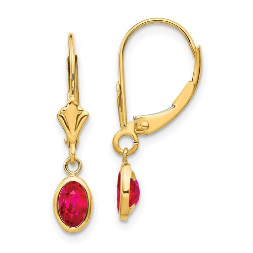 K 6x4 Oval Bezel July/Ruby Leverback Earrings - Jewelry - Modalova