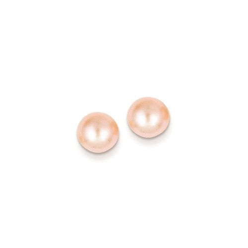 K 7-8mm Pink Button FW Cultured Pearl Stud Post Earrings - Jewelry - Modalova
