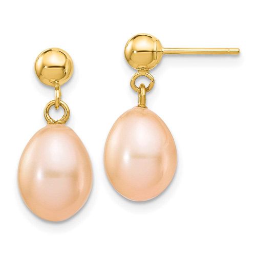 K 7-8mm Pink Rice Freshwater Cultured Pearl Dangle Post Earrings - Jewelry - Modalova