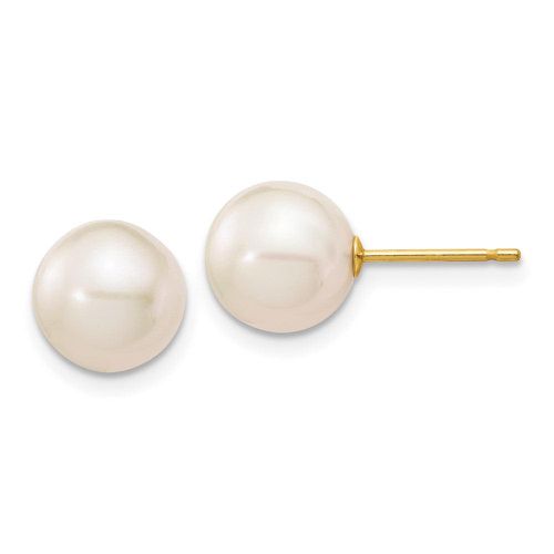 K 8-9mm White Round Freshwater Cultured Pearl Stud Post Earrings - Jewelry - Modalova